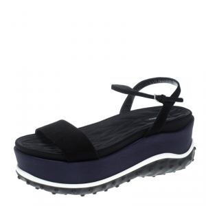 Miu Miu Black Suede Ankle Strap Platform Sandals Size 38.5