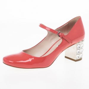 Pre Owned Miu Miu Coral Patent Mary Jane Pumps Size 37.5