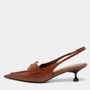 Miu Miu Brown Leather Slingback  Loafer Pumps Size 38