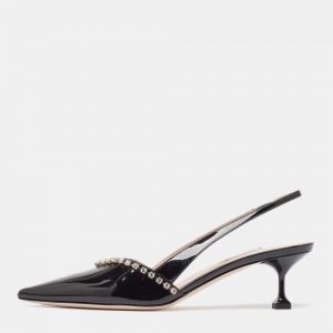 مملوكة مسبقًا Miu Miu Black Patent Crystal Embellished Pumps Size 41