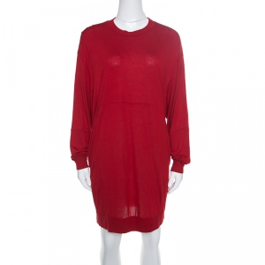 MM6 Maison Margiela Crimson Red Modal Jersey Oversized Dress XS