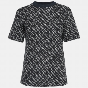 Moncler Black Monogram Cotton Knit Round Neck T-Shirt S
