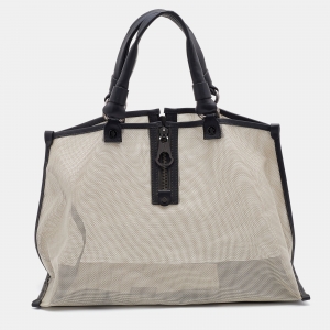 Moncler Grey/Black Mesh and Leather Tote