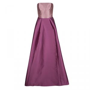 Monique Lhuillier Colorblock  Strapless Silk Gown S