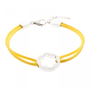 Pre Owned Montblanc Star Collection Yellow Satin Silver Star Bracelet