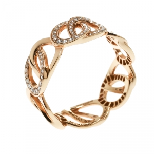 Montblanc Princesse Grace de Monaco Petal Intertwined Diamond 18k Rose Gold Band Ring Size 52