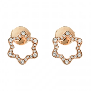 Montblanc Emblem 4810 Diamond 18k Rose Gold Stud Earrings