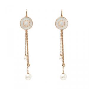 Montblanc Mother of Pearl Diamond 18k Rose Gold Drop Tassel Earrings