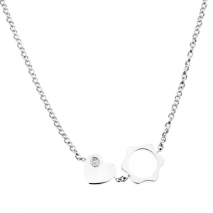 Montblanc Diamond 18k White Gold Heart Star Charm Necklace