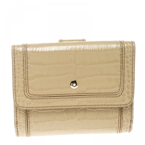 Montblanc Beige Croc Embossed Leather French Wallet