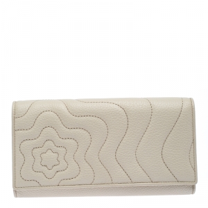 Montblanc Off White Leather Starisma Flap Continental Wallet
