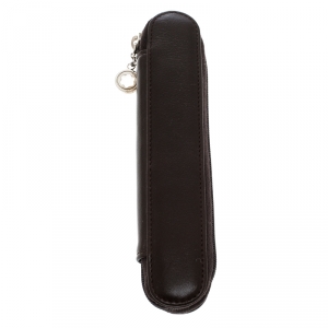 Pre Owned Montblanc Choco Brown Leather Single Zip Pen Pouch
