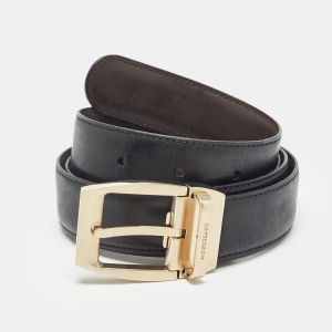 Montblanc Black/Brown Leather Buckle Cut to Size Belt 