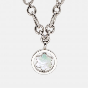 Montblanc Star Signet Mother Of Pearl Silver Pendant Necklace