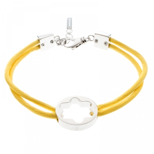 Pre Owned Montblanc Star Collection Yellow Satin Silver Star Bracelet