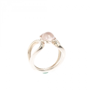 Pre Owned Montblanc Cabochon de Montblanc Rose Quartz Silver Ring Size 58