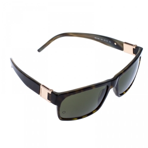 Montblanc Olive Green Tortoise MB 215S Rectangular Sunglasses
