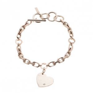 Pre Owned Montblanc Heart Silver Diamond Bracelet 23CM