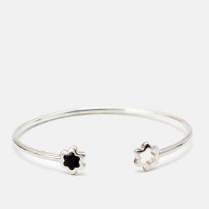 Pre Owned Montblanc Star Onyx Sterling Silver Open Cuff Bracelet