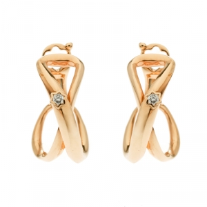 Montblanc Infiniment Vôtre Diamond 18k Rose Gold Hoop Earrings