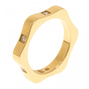 Montblanc 4810 Star Diamond 18k Yellow Gold Band Ring Size 52