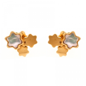 Montblanc Mother of Pearl 18k Rose Gold Stud Earrings 