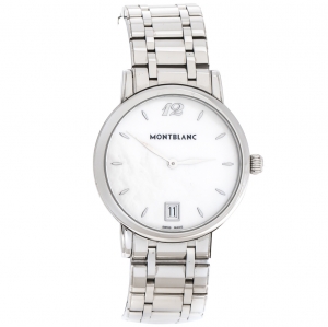 Montblanc White Mother Of Pearl Stainless Steel Star Classique 108764 Women's Wristwatch 34 mm