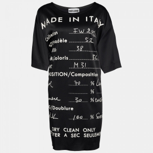 Moschino Couture Black Label Print Satin Shift Dress L