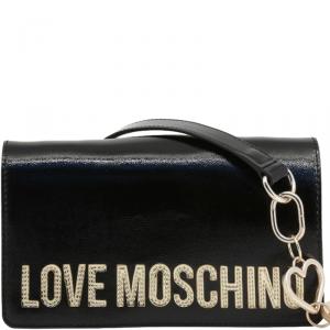 Love Moschino Black Faux Shiny Leather Crossbody Bag