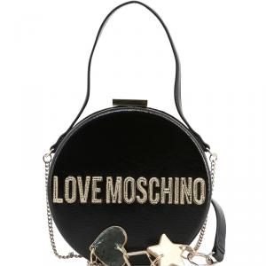 Love Moschino Black Faux Shiny Leather Round Crossbody Bag
