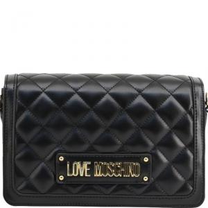 Love Moschino Black Quilted Faux Leather Crossbody Bag