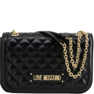 Love Moschino Black Quilted Faux Leather Chain Shoulder Bag