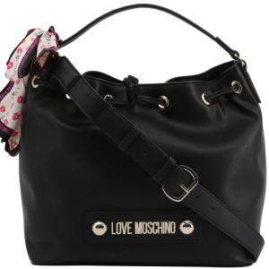 Love Moschino Black Faux Leather Scarf Shoulder Bag