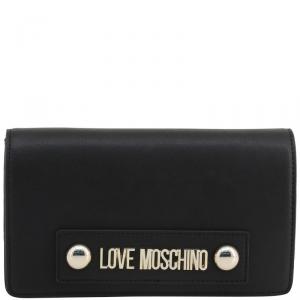 Love Moschino Black Faux Leather Scarf Clutch Bag
