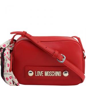 Love Moschino Red Faux Leather Scarf Crossbody Bag