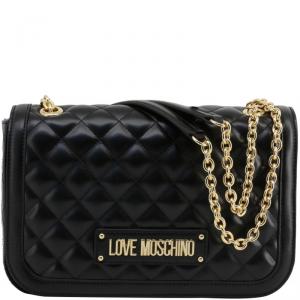 Love Moschino Black Quilted Faux Leather Chain Shoulder Bag