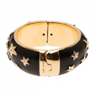 Moschino Moon and Stars Wide Black Bangle 17CM