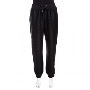 Moschino Couture Black Logo Embossed Jacquard Jogger Pants L