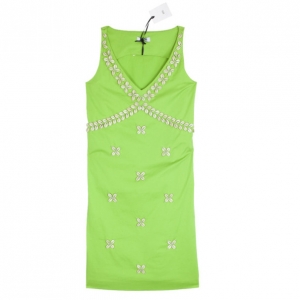 Moschino Cheap &amp; Chic Green Shell Appliqué Sleeveless Dress M