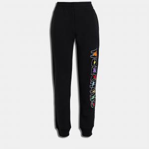 Moschino Couture Black Logo Embroidered Cotton Sweatpants IT 42