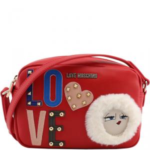 Pre Owned Love Moschino Red Leather LOVE Crossbody Bag