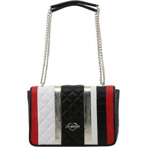 Pre Owned Love Moschino Multicolor Embossed Quilted Leather Flap Bag