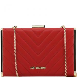 Pre Owned Love Moschino Red Quilted Leather Box Clutch