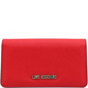 Pre Owned Love Moschino Red Leather Continental Wallet