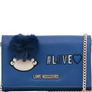 Pre Owned Love Moschino Blue Faux Leather WOC Clutch Bag