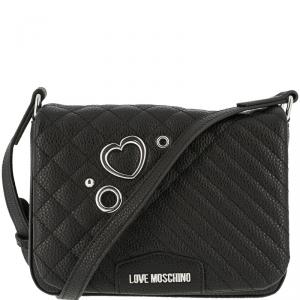 Pre Owned Love Moschino Black Quilted Leather Crossbody Bag
