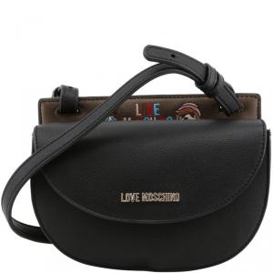 Pre Owned Love Moschino Black Faux Leather Crossbody Bag