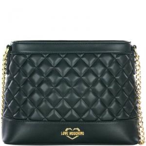 Pre Owned Love Moschino Green Quilted Faux Leather Chain Crossbody Bag