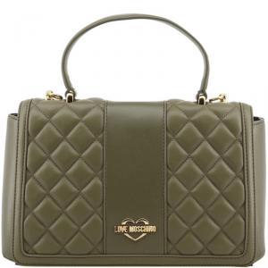 Pre Owned Love Moschino Green Quilted Faux Leather Crossbody Bag