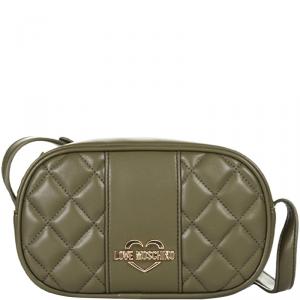 Pre Owned Love Moschino Green Quilted Faux Leather Camera Crossbody Bag